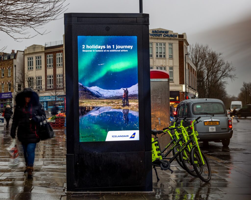 National digital outdoor advertising campaign in an urban environment